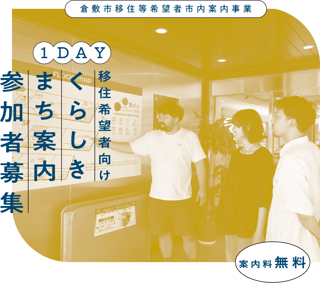 1DAY 移住希望者向けくらしきまち案内参加者募集　案内料無料